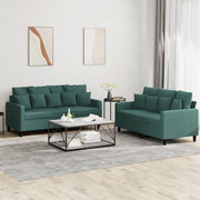 2-piece Lounge Set with Cushions Velvet Dark Green