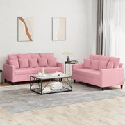2-piece Lounge Set with cushions velvet pink