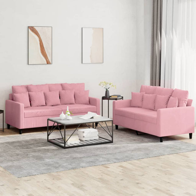 2-Delige Loungeset Fluweel Roze met kussens