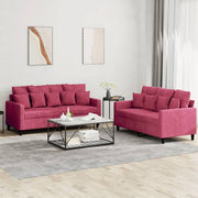 2-Piece Lounge Set with cushions velvet wine red
