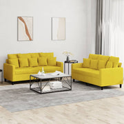 2-Piece Lounge Set with Velvet Yellow Cushions