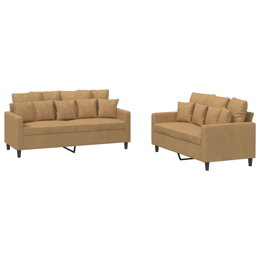 2-Delige Loungeset Fluweel Bruin met kussens