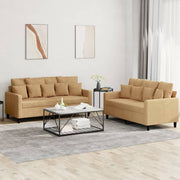 2-piece Lounge Set with cushions velvet brown