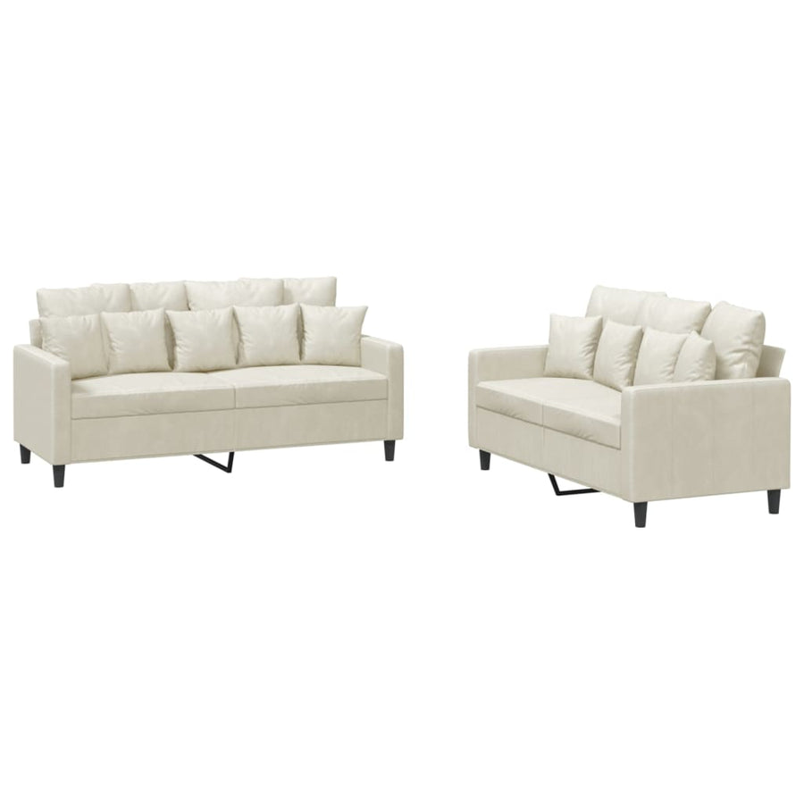 2-Delige Loungeset Fluweel Kleurig Crème met kussens