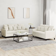 2-piece Lounge Set with Cushions Velvet Cream