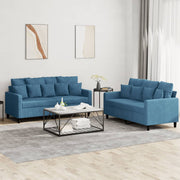2-piece Lounge Set with cushions velvet blue