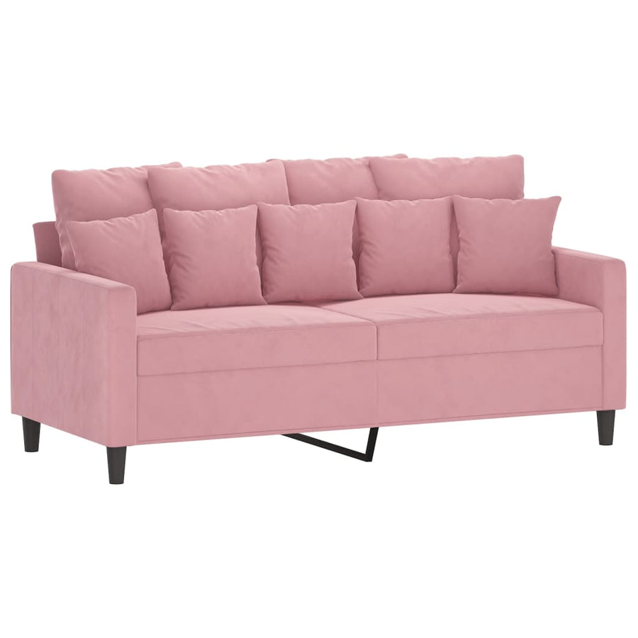 3-Delige Loungeset Met Kussens Fluweel Roze met kussens en voetenbankje