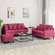 Loungeset 3-delig fluweel wijnrood