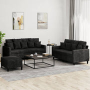 Loungeset 3-delig fluweel zwart