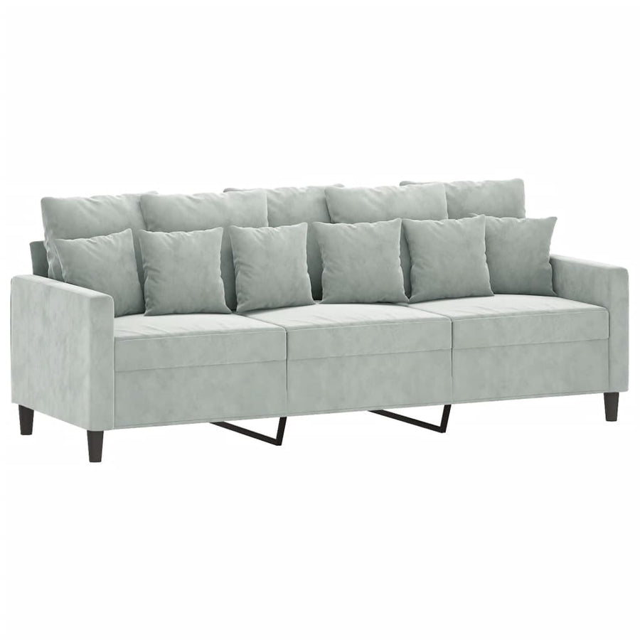 2-delige Loungeset met kussens fluweel lichtgrijs Lichtgrijs met kussens