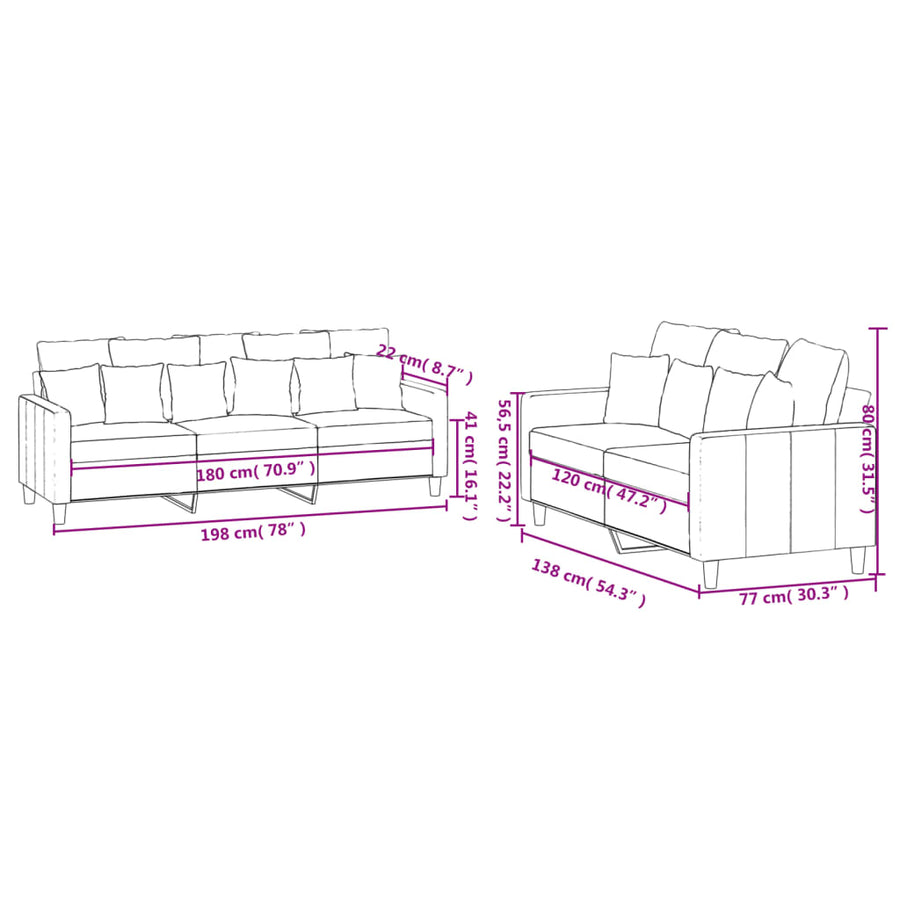 2-Delige Loungeset Fluweel Donkergrijs met kussens
