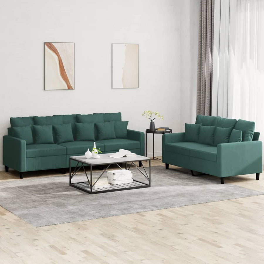 2-Delige Loungeset Fluweel Donkergroen met kussens