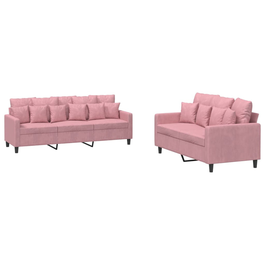 2-Delige Loungeset Fluweel Roze met kussens