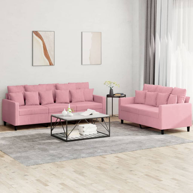 2-Delige Loungeset Fluweel Roze met kussens