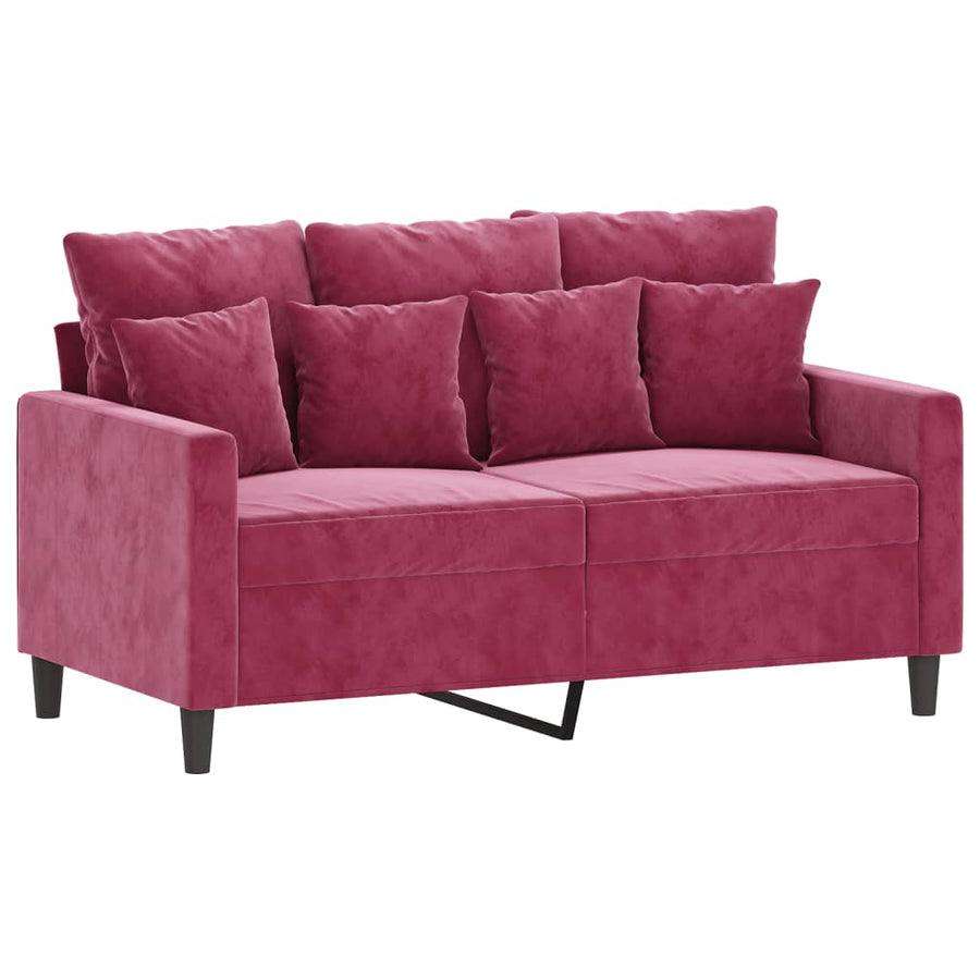 2-Delige Loungeset Fluweel Wijnrood met kussens