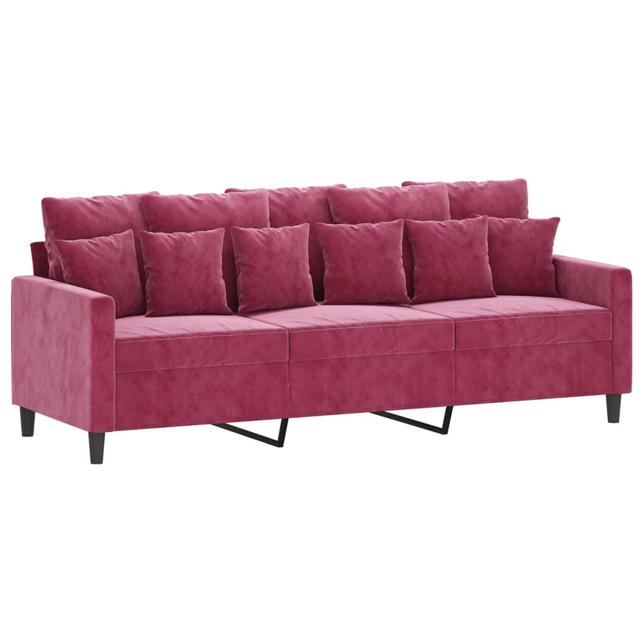 2-Delige Loungeset Fluweel Wijnrood met kussens