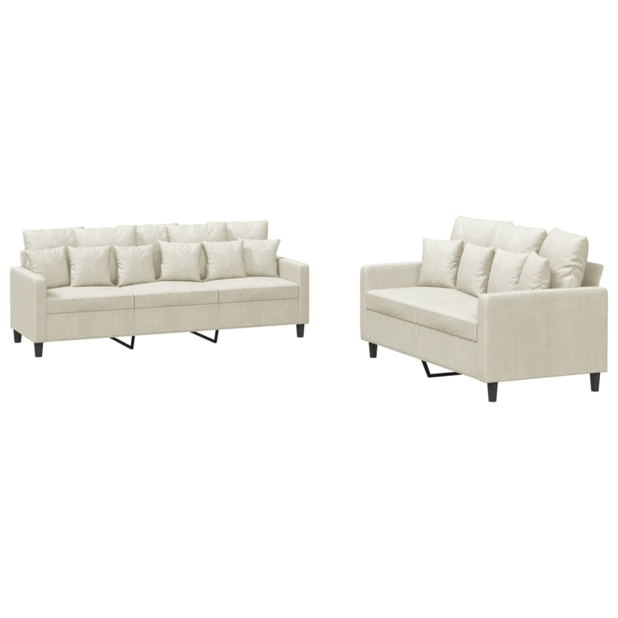 2-Delige Loungeset Fluweel Kleurig Crème met kussens