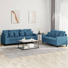 2-Delige Loungeset Fluweel Blauw met kussens