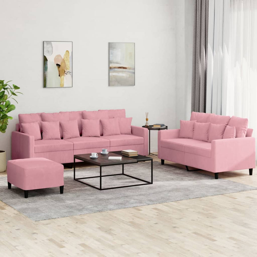 3-Delige Loungeset Met Kussens Fluweel Roze
