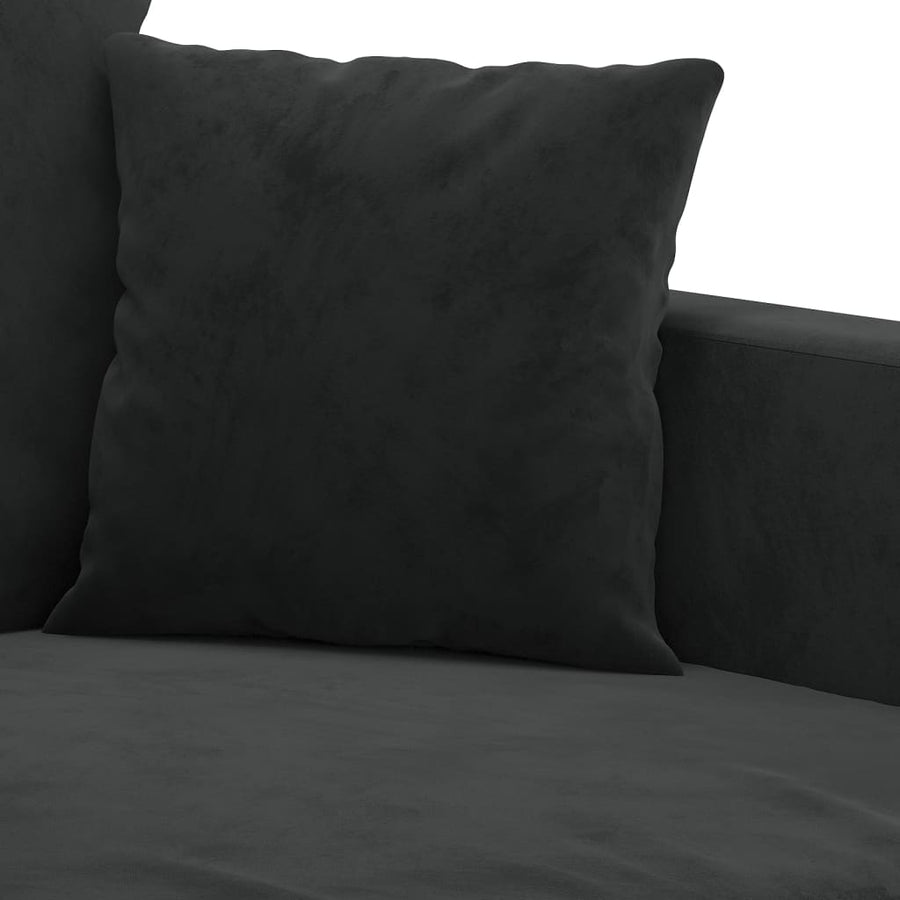 3-Delige Loungeset Met Kussens Fluweel Zwart met kussens en voetenbankje