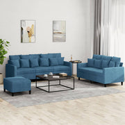 Loungeset 3-delig fluweel blauw