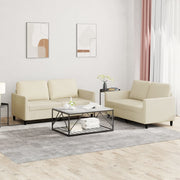 2-piece Lounge Set with cushions faux leather cream