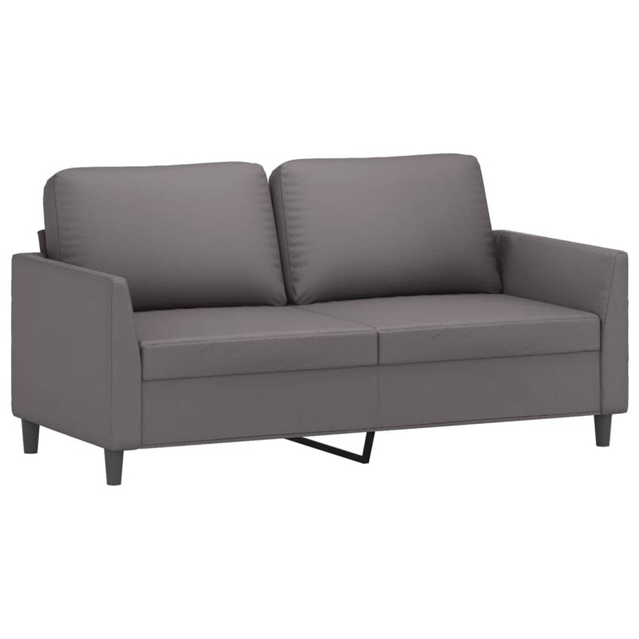 2-Delige Loungeset Kunstleer Grijs met kussens