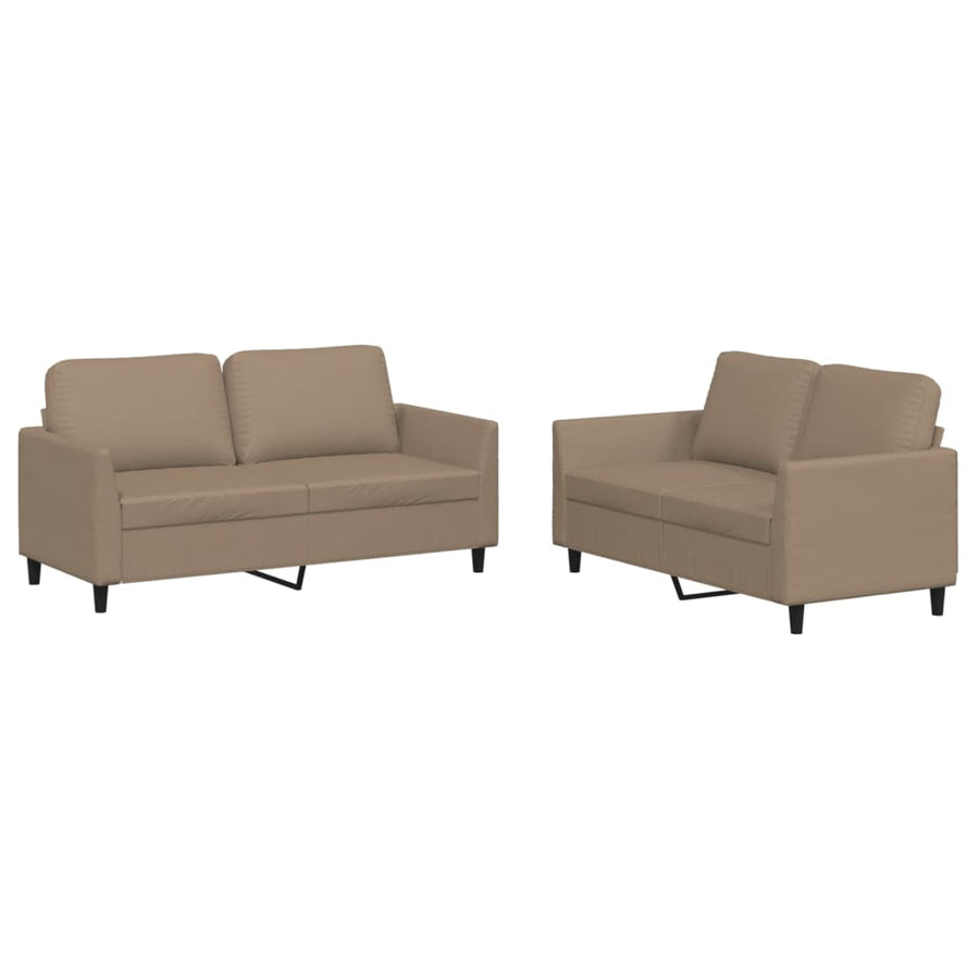 2-Delige Loungeset Kunstleer Cappuccino met kussens