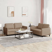 2-piece Lounge Set with Cushions Artificial Leather Cappuccino