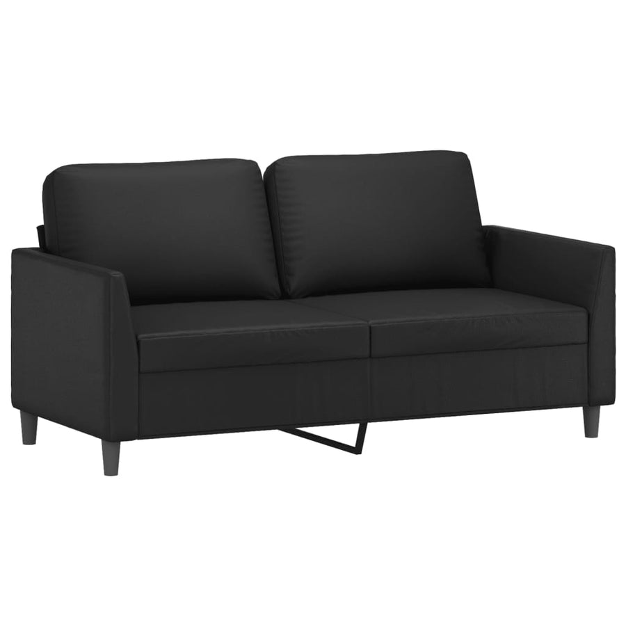 3-delige Loungeset met kussens kunstleer zwart Zwart