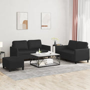 Loungeset 3-delig kunstleer zwart