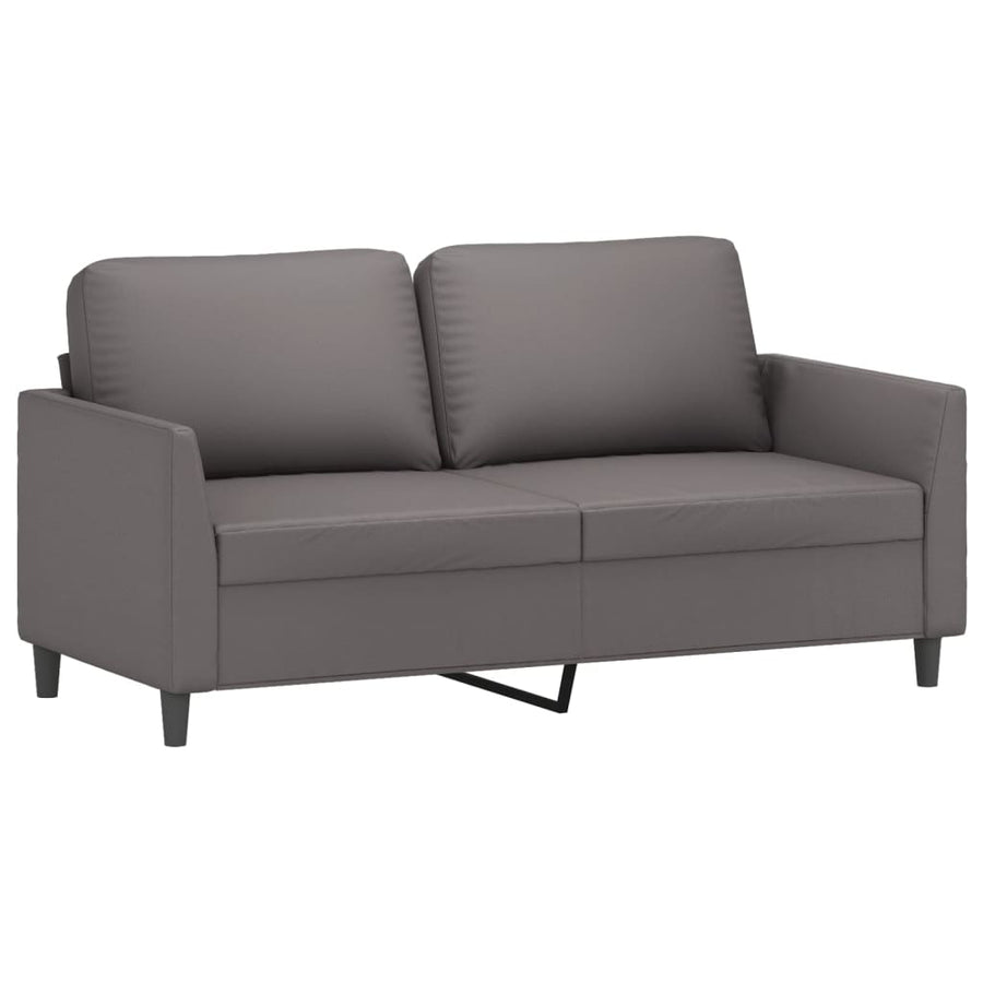 3-Delige Loungeset Met Kussens Kunstleer Grijs met kussens en voetenbankje