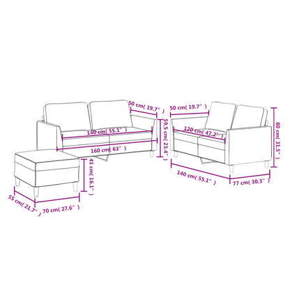 3-delige Loungeset met kussens kunstleer wijnrood