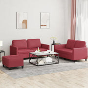 Loungeset 3-delig kunstleer wijnrood 140x77x80 cm