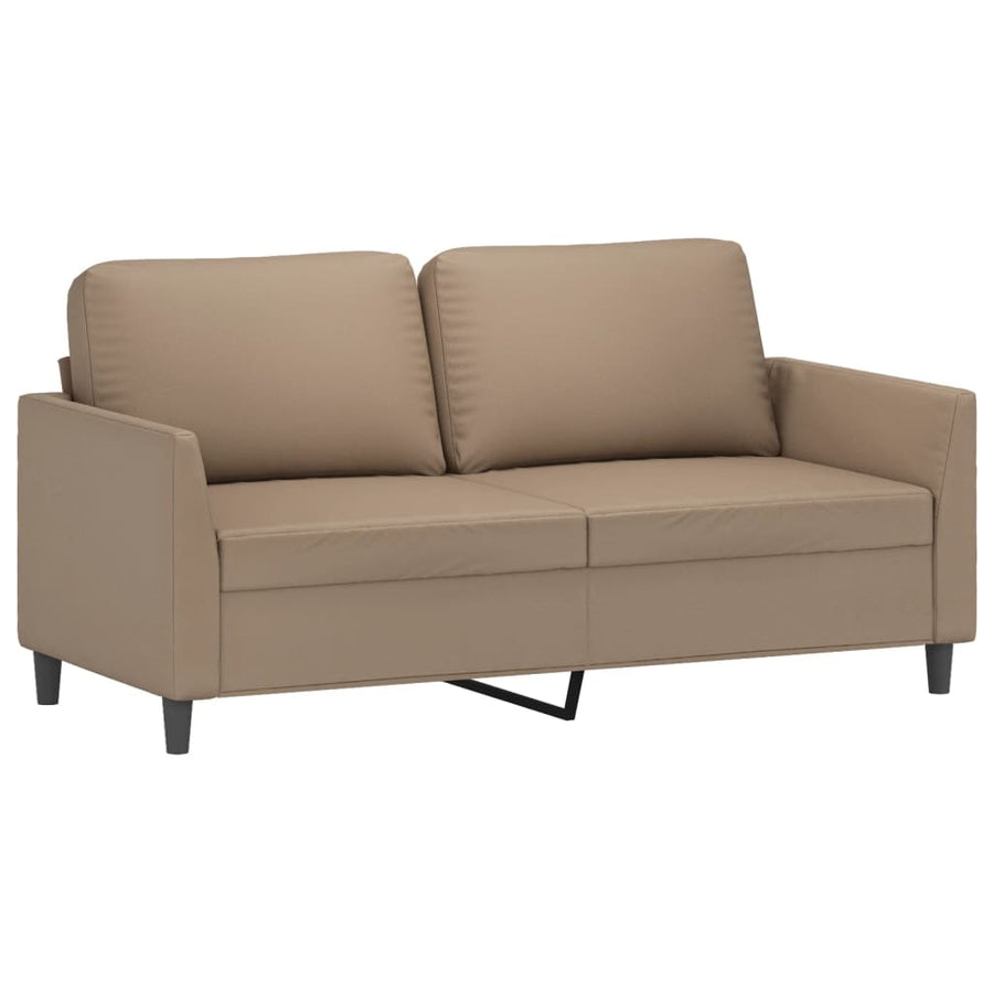 3-Delige Loungeset Met Kussens Kunstleer Cappuccino met kussens en voetenbankje