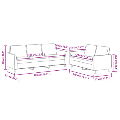 2-Delige Loungeset Kunstleer Crème met kussens