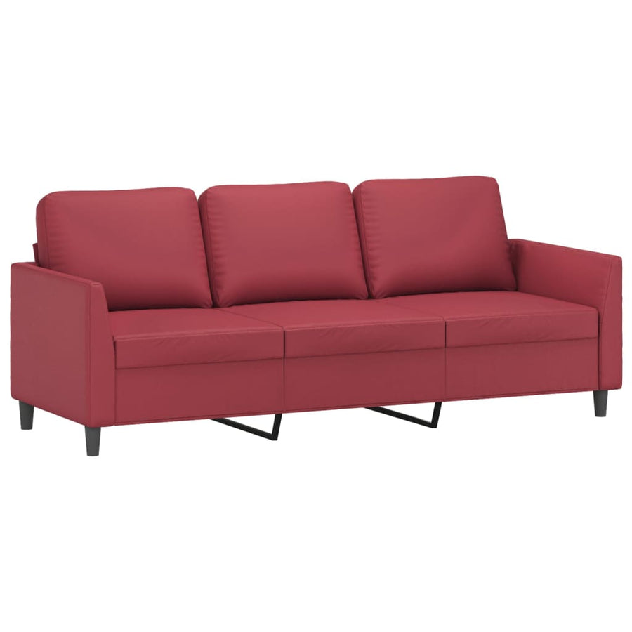2-delige Loungeset met kussens kunstleer wijnrood