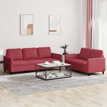 2-delige Loungeset met kussens kunstleer wijnrood