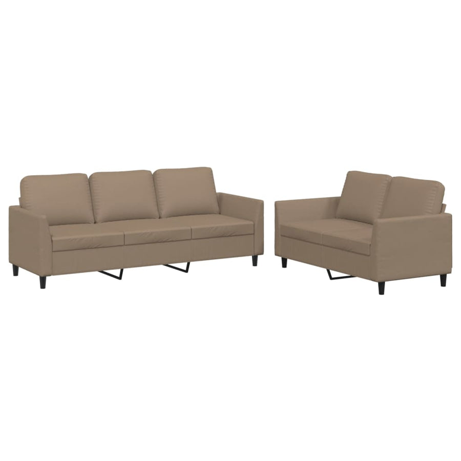 2-Delige Loungeset Kunstleer Cappuccino met kussens