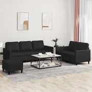 Loungeset 3-delig kunstleer zwart