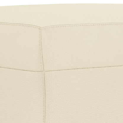 3-Delige Loungeset Met Kussens Kunstleer Crème met kussens en voetenbankje