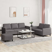 Loungeset 3-delig kunstleer grijs