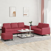 Loungeset 3-delig kunstleer wijnrood
