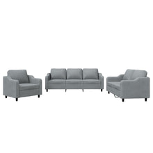3-delige Loungeset met kussens stof lichtgrijs Lichtgrijs met kussens