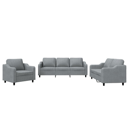 3-delige Loungeset met kussens stof lichtgrijs Lichtgrijs met kussens