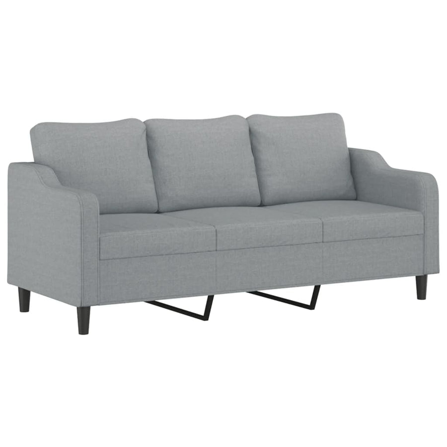 3-delige Loungeset met kussens stof lichtgrijs Lichtgrijs met kussens
