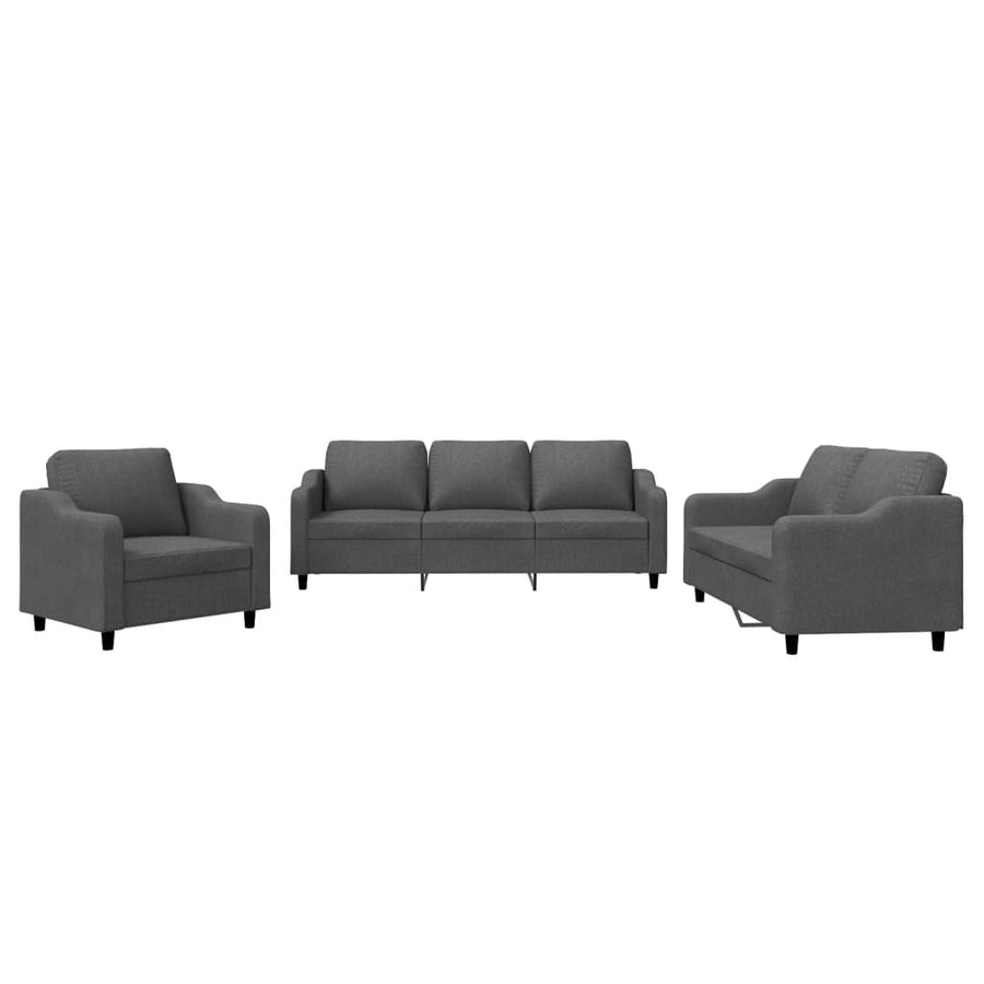 3-Delige Loungeset Stof Donkergrijs met kussens