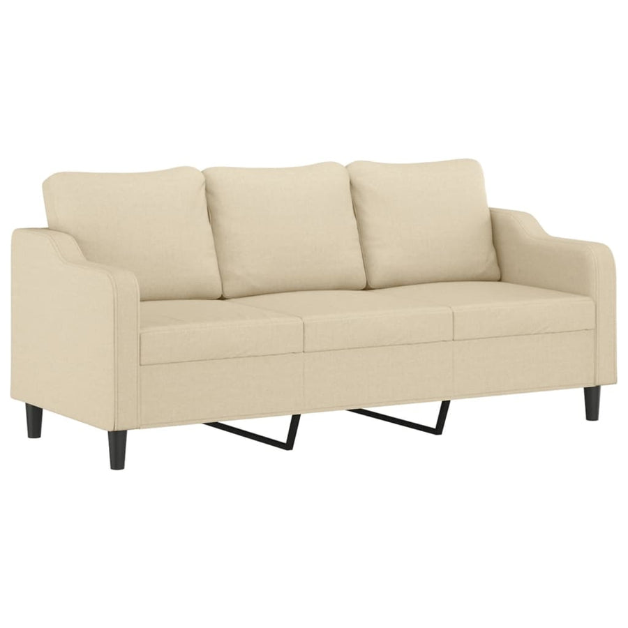 3-delige Loungeset met kussens stof crèmekleurig Crème met kussens