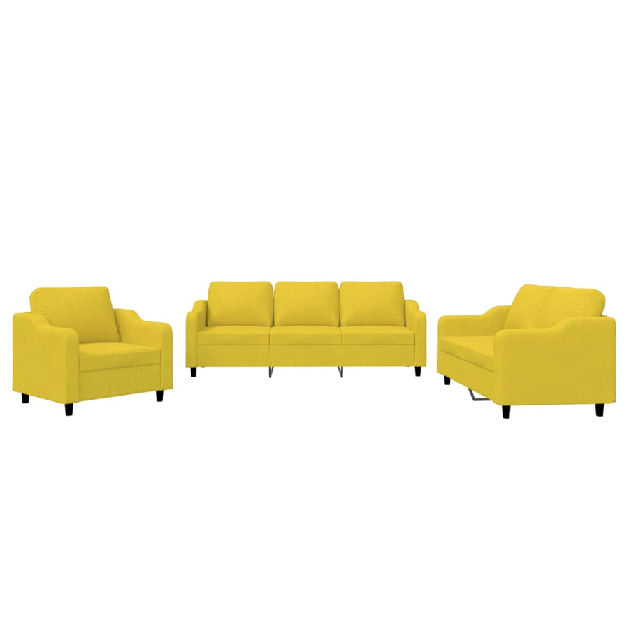 3-Delige Loungeset Stof Lichtgeel