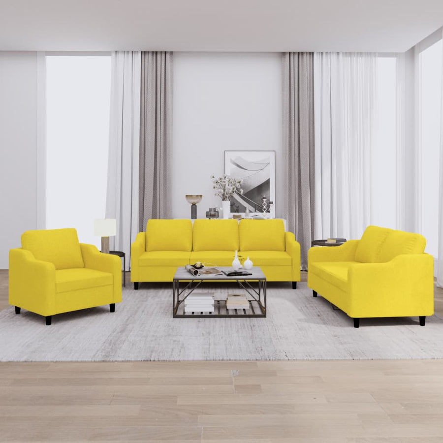 3-Delige Loungeset Stof Lichtgeel